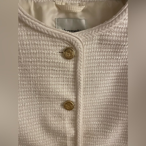 New Abercrombie &Fitch Collarless Tweed Women's Jacket. Cream (off white). M - Picture 5 of 14